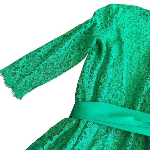 Diane Von Furstenberg DVF Julianna Lace Wrap Dress Green 3/4 Sleeve Size 10 - Picture 10 of 15